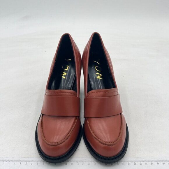 YDN Women Chunky High Heels Round Toe Oxford Loafer Shoes Slip On Office Work - Picture 3 of 7